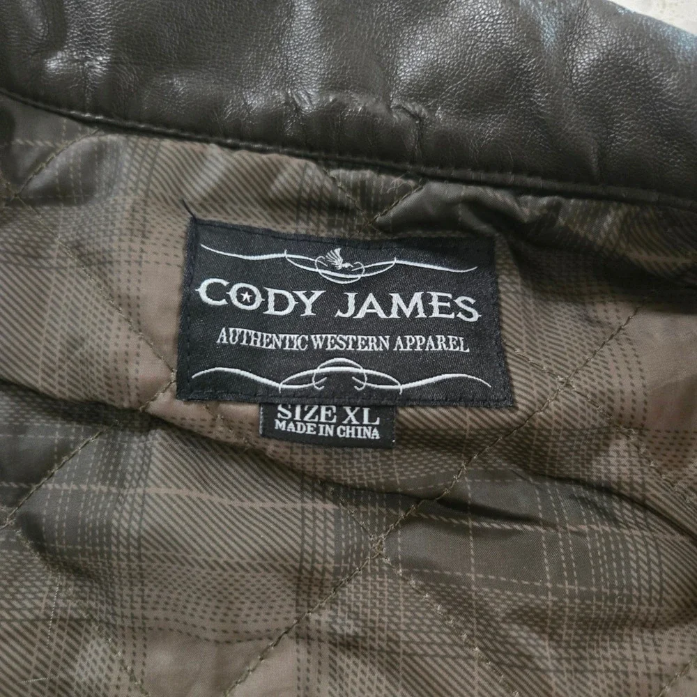 Cody James Vest Boys XL Brown Wool Blend Western Vest Faux Leather Trim CBFA19V7